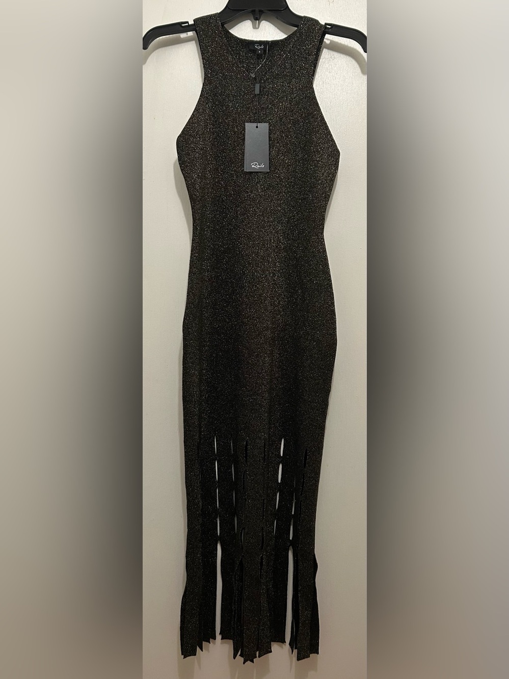 Rails Metallic Black and Gold Knit Sleeveless Dress